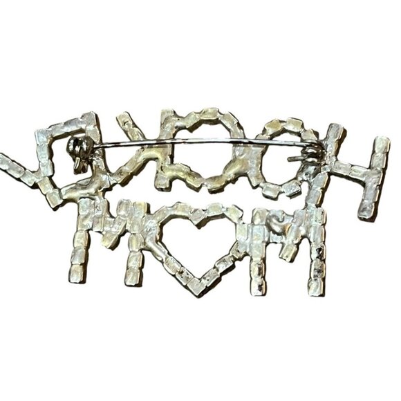 Hockey Mom Clear Red Rhinestone Heart And Ice Hockey Skate Pin Brooch Lot of 2 - Picture 4 of 5